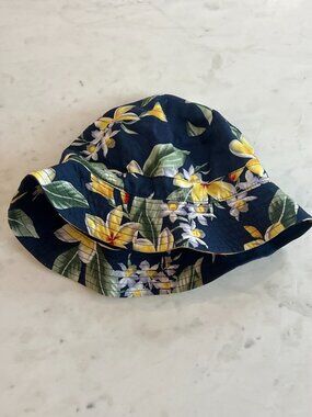 R13 Blue & Yellow Floral Patterned Hawaiian Bucket Hat